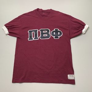 Vintage 80s 90s True Vintage Pi Beta Phi Ringer Maroon Red White Cotton Sz Large